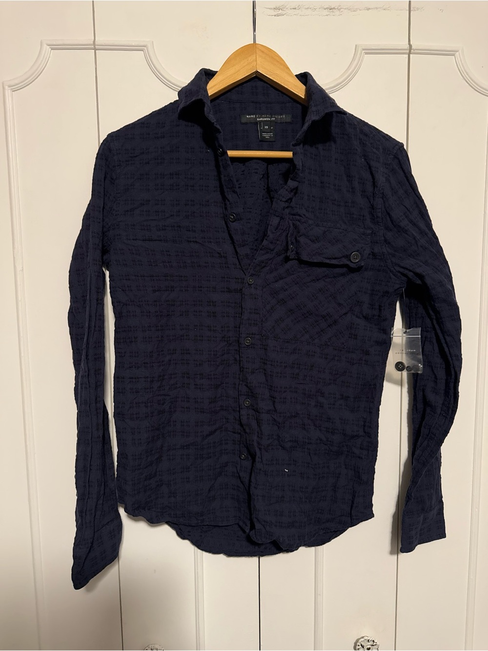Marc By Marc Jacobs Navy Textured Long-Sleeve Button-Down Shirt